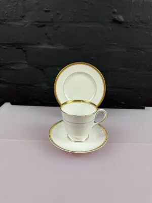 Royal Worcester Viceroy Gold Tea Trio Cup Saucer and Side Plate Set