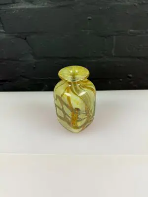 Small Vintage Mdina Glass Bottle Vase Art Malta 5" High Earthtones