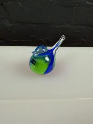 Svaja Glass Blue and Green Glass Bird Paperweight Ornament 11.5 cm