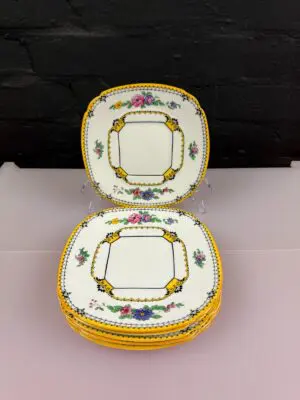 Torquay Adderley Ware Art Deco Square Tea / Side Plates 17 cm Wide Set of 6