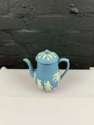 Wedgwood Jasper Ware Blue Full Size Coffee Pot 7" High