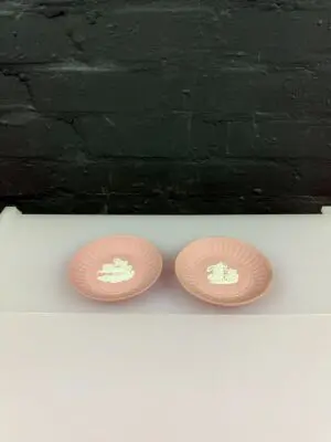Wedgwood Jasper Ware Pink Round Trinket Dishes 12 cm Wide Set of 2
