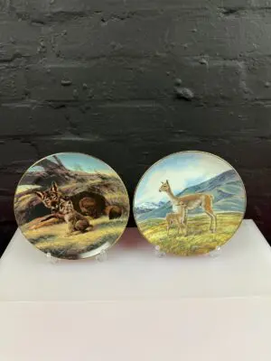 2 x Bradex Will Nelson Collectors Plates The Vicuna + The Red Wolf and Young