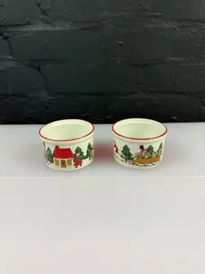 2 x Masons Christmas Village Ramekin Dishes 3.25" Wide x 2" High Set