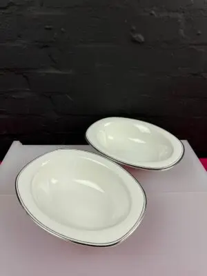 2 x Royal Doulton Platinum Concord H5048 Open Vegetable Serving Dishes Set