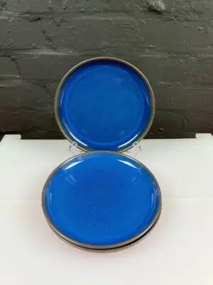3 x Denby Imperial Blue Coupe Salad Plates 21 cm Wide set 1st Quality