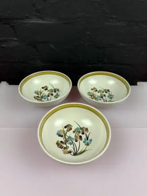 3 x Denby Shamrock Cereal Bowls 6.5" ( 16.5 cm ) Wide Set