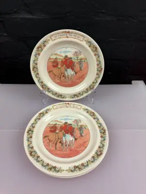 3 x Wedgwood of Etruria and Barlaston The Three Jovial Huntsmen Salad Plates 8"