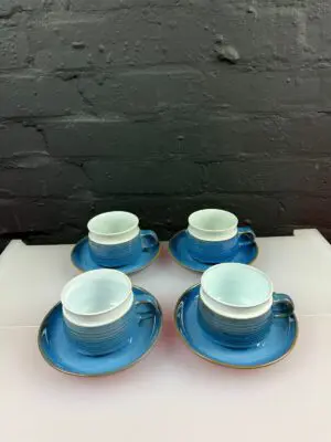 4 x Denby Chatsworth Tea Cups and Saucers Set