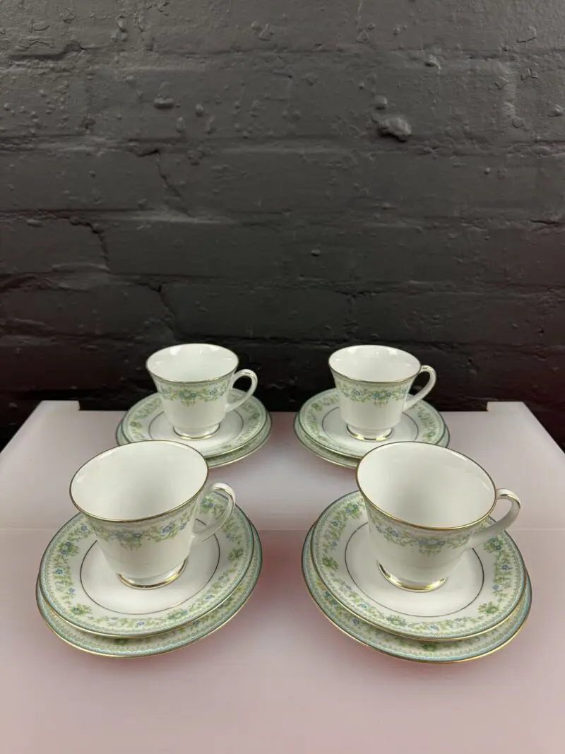 4 x Noritake Spring Meadow 2484 Tea Trios Cups Saucers and Side Plates Set