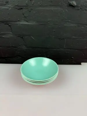4 x Poole Twintone Ice Green Cereal Bowls 16 cm Wide 2 Sets Available
