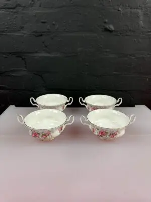 4 x Royal Albert Lavender Rose Soup Coupes / Bowls