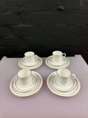 4 x Royal Worcester Contessa Coffee Trios Cups Saucers and Side Plates Set