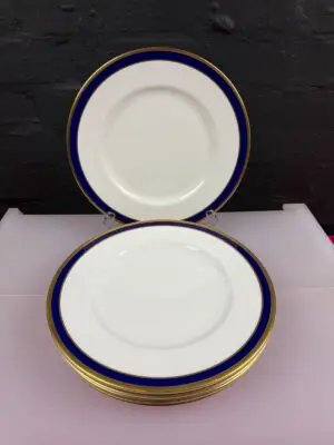 6 x Coalport Rutland Blue Dinner Plates 27 cm Wide 2 Sets Available