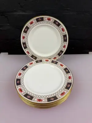 6 x Royal Crown Derby Border A1253 1st Quality Salad Plates 21 cm Wide Set