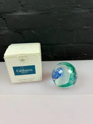 Caithness Ruffles Paperweight Blue Green White 3"