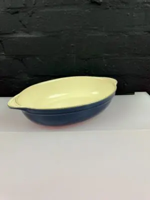 Denby Classic Blue Cream Handled Oval Vegetable Roasting Serving Dish 12.75"