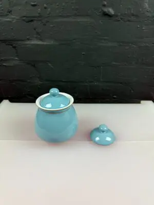 Denby Colonial Blue Spice Storage Jar 4.25" High With Spare Lid