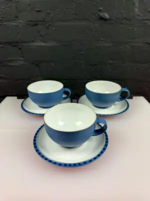 Denby Reflex Large Breakfast Cups 4.75" Wide and Saucers 7.25" Wide Set of 3