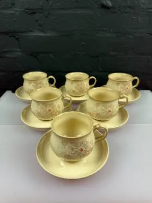 Denby Sandalwood / Maplewood Tea Cups and Saucers Set of 6