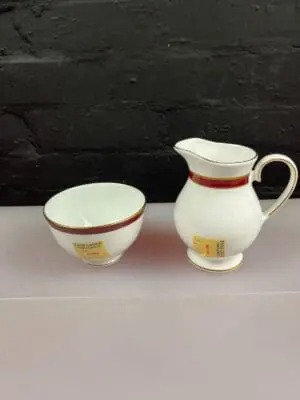 Duchess / Royal Grafton Warwick Red Milk / Cream Jug 5" and Open Sugar Bowl Set