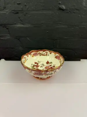 Masons Mandalay Red Footed Fruit Serving Bowl / Dish 8.25" Wide 3.5" High