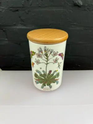 Portmeirion Botanic Garden Venus Fly Trap Storage Jar Wooden Lid 8.5" High