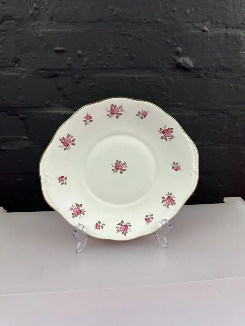 Queen Anne Pink Rose Eared Cake / Bread Plate 26 cm Wide
