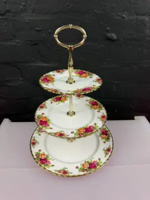 Royal Albert Old Country Roses 3 Tier Cake Stand ( Dinner Salad Side Plates )