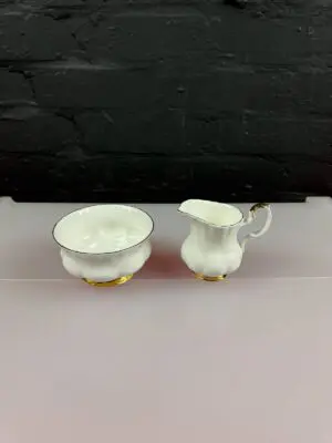 Royal Albert Val D'or Small Creamer Cream Jug 3.5" and Large Open Sugar Set