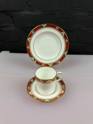 Royal Crown Derby Cloisonne A.1317 Coffee Trio Cup Saucer & Side Plate Set