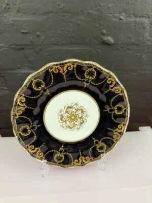 Royal Crown Derby Cobalt Blue Gilt Fluted Dinner Plate 11" Wide XXXI 1968