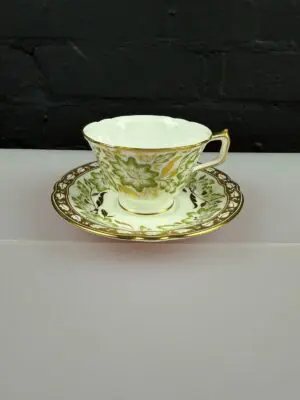Royal Crown Derby Green Panel 2nd Quality Tea Cup and Saucer Set MMV 2005