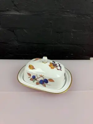 Royal Worcester Evesham Gold Rectangle Covered Butter / Cheese Dish