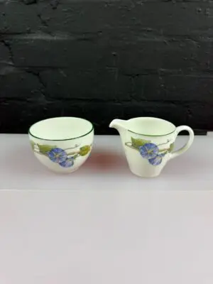 Wedgwood Blue Delphi Milk / Cream Jug 8.5 cm and Open Sugar Bowl Set