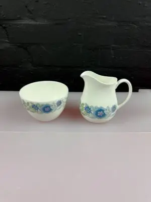 Wedgwood Clementine Milk / Cream Jug 4.5" and Large Open Sugar Bowl Set