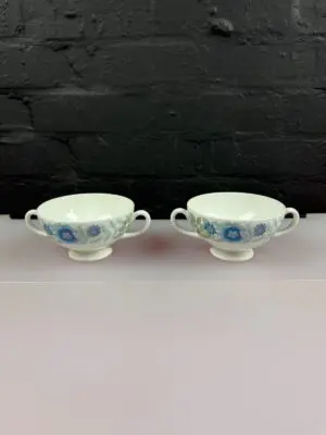Wedgwood Clementine Soup Coupes Handled Bowls Set of 2