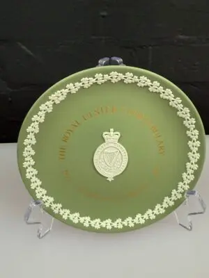 Wedgwood Jasper Ware Green Plate 6.5" Royal Ulster Constabulary Diamond Jubilee