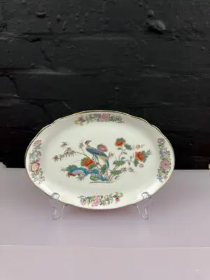 Wedgwood Kutani Crane Gold Rim Oval Tray 9.5" x 6.8"