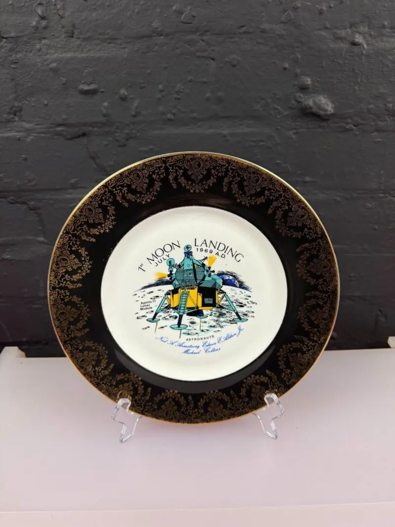 1969 Commemorative Moon Landing Plate Bone China Neil Armstrong 27 cm