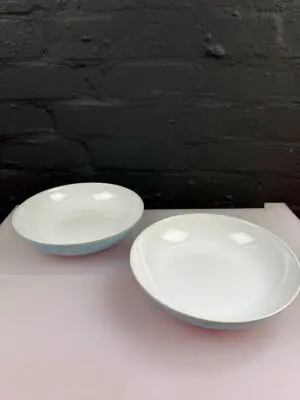 2 x Denby Blue Linen Pasta Bowls 8.75" Wide Set 1st Quality