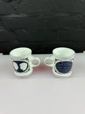2 x Denby Charles and Diana Marriage 1981 Tea Coffee Mugs Set