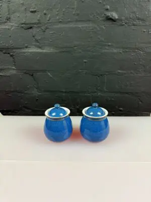 2 x Denby Imperial Blue Spice Storage Jars 7 cm High Set