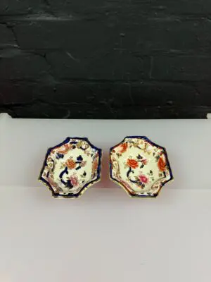 2 x Masons Ironstone Blue Mandalay Trinket /  Sweet Dishes 14 cm x 11 cm x 3 cm