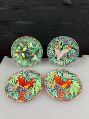 4 x Aynsley Exotic Birds Collection Decorative Plates 17.5 cm Set  Milena Jarski