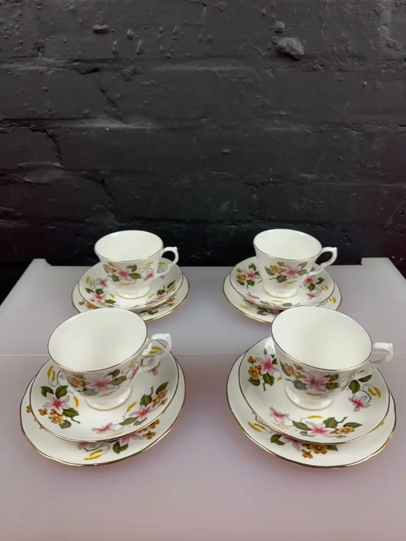 4-x-Gainsborough-China-Floral-Tea-Trios-Cups-Saucers-and-Side-Plates-Set-225817386385 4 x Gainsborough China Floral Tea Trios Cups Saucers and Side Plates Set