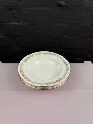 4 x Royal Albert Paragon Belinda Rimmed Pasta Soup Bowls 9.25" Wide 2 Sets RARE