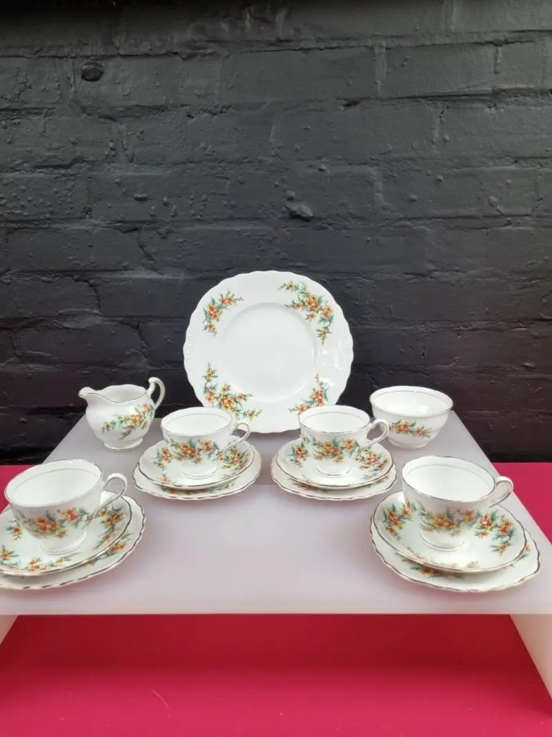 4 x Vintage Royal Vale Floral Trio Tea Trios Cups Saucer Plates Cake Jug Sugar