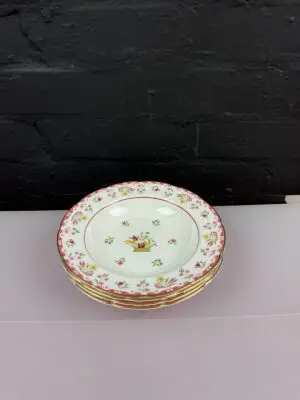 4 x Wedgwood Williamsburg Bianca Rimmed Soup Bowls 20.5 cm Wide Set