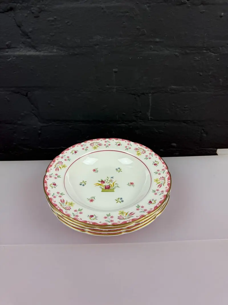 4 x Wedgwood Williamsburg Bianca Rimmed Soup Bowls 20.5 cm Wide Set